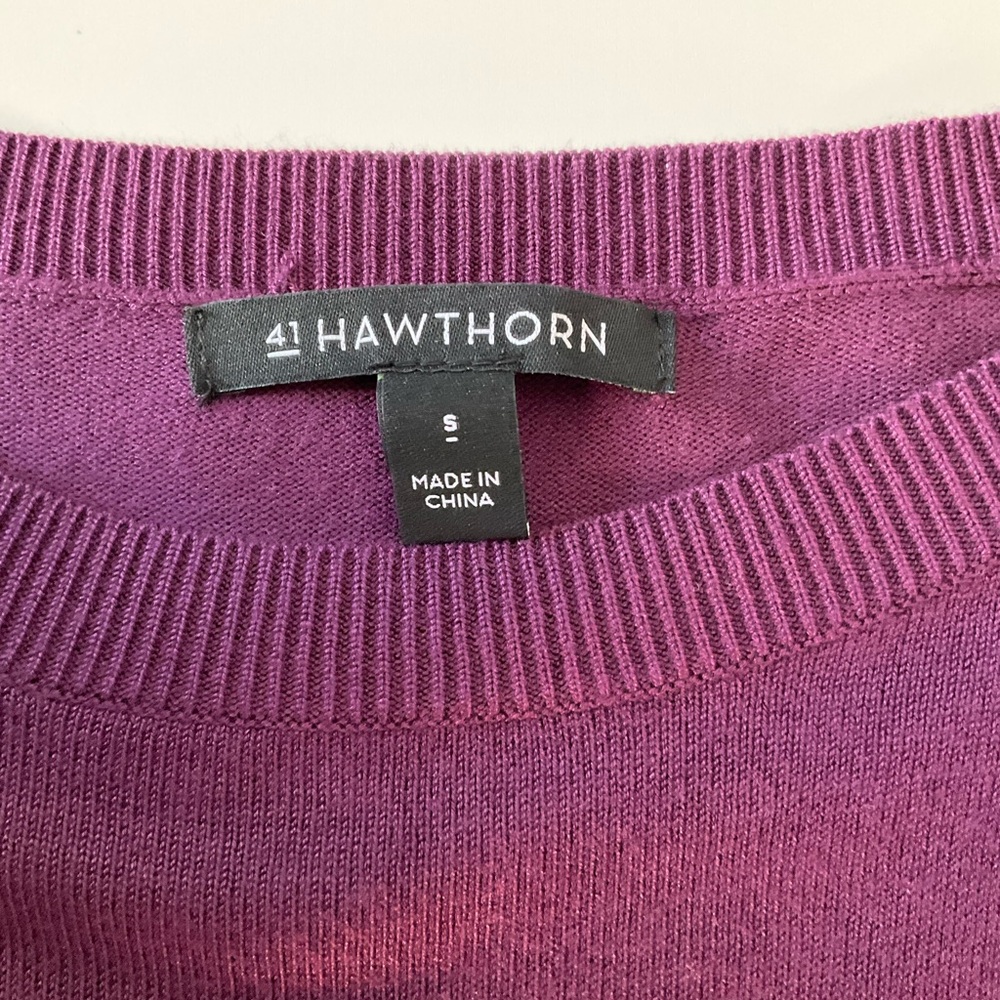 41 Hawthorn Stitch Fix Tamzen Bell Sleeve Boatneck Sweater Size S Dark Purple - Picture 5 of 10